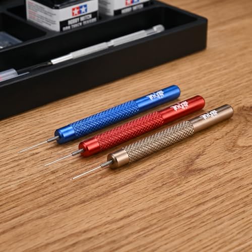 3 Pcs 2.95" Mini Precision Hobby Tool Set - Red Gold Blue Aluminum Alloy Glue Applicator Needles for Adhesive Dispensing Model Building Polymer Clay Sculpture