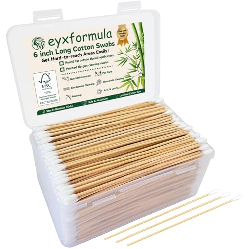 Eyxformula 6 Inch Long Cotton Swabs, Durable Bamboo Sticks, 600 PCS in Case - color: 600 PCS