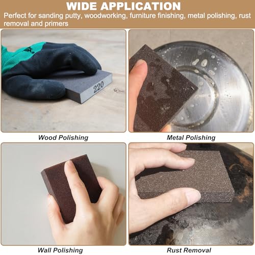 Tonmp 6 Pack 80 Grit Medium Sanding Sponge, Washable and Reusable Great for Pot Pan Brush Sponge Brush Glasses Sanding Wood Sanding Metal Sanding (80 Grit-6 Pack) - style: 80 Grit