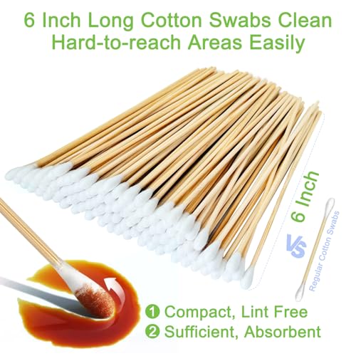200 PCS Long Wooden Cotton Swabs, Cleaning Cotton Sticks with Wood Handle for Oil Makeup Gun Applicators, Eye Ears Eyeshadow Brush and Remover Tool, Cutips Buds for Baby and Home Accessories - color: 1 Bag-200 Pcs