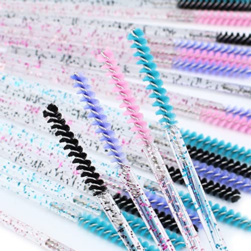 200pcs Disposable Skinny Mascara Wands Mini Crystal Eyelash Brushes Thin Mascara Wands Micro Brush Lash Extension Supplies Lashes Extension Tools(Skinny-4colors) - color: Skinny-(4colors)-200