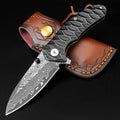 AUBEY Damascus Pocket Knife for Men, Forged 2.95" Damascus Steel Blade DMHY