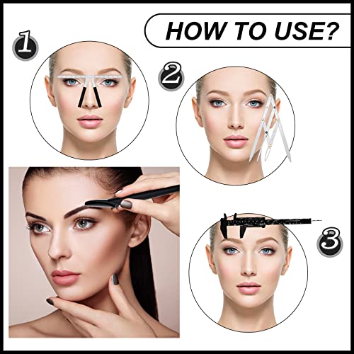 Weewooday 6 Pcs Tattoo Eyebrows Rulers 3 Point Positioning Ruler - color: black, silver