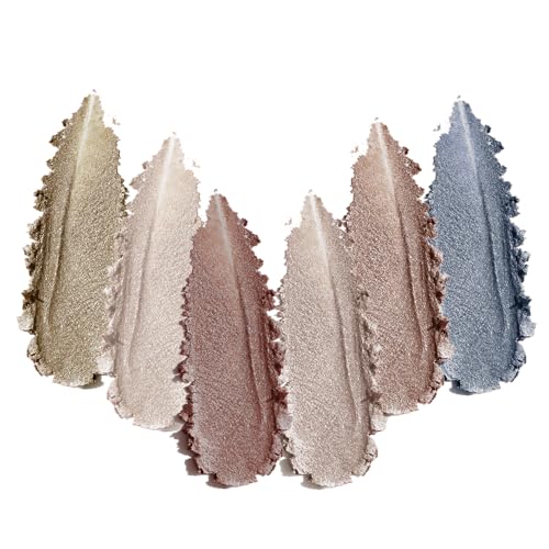Neutral Champagne Taupe Shimmer Eyeshadow Palette with Mirror and Sponge Applicator, 6 Colors High Pigment Frost Shimmery Everyday Eye Shadow Makeup for Older Women, Brightening Eye Travel Size 02# - color: L-#02