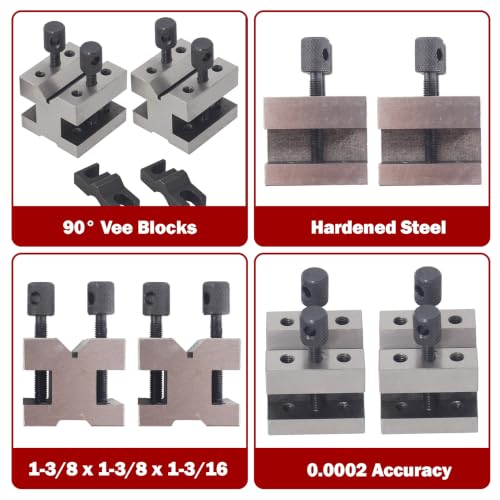 findmall 1-3/8 x 1-3/8 x 1-3/16 V Block with Clamp, 90 Degree Angle Set - size: 1-3/8 x 1-3/8 x 1-3/16