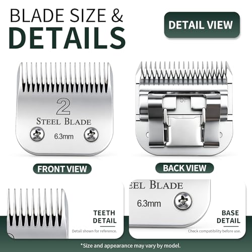 7 Pcs Clipper Blades 0.1-13mm Compatible with Oster Classic 76, Silver - size: Size 0.1-13mm