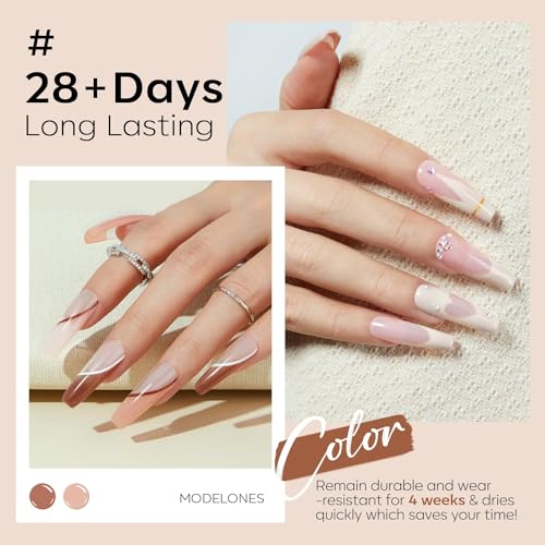 modelones Nude Pink Gel Nail Polish Set, 6 Colors Neutral Skin Tones - color: A A A-1 Natural Glow
