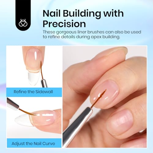 Beetles Nail Art Pens Brushes, 5pcs Nail Art Liner Brushes Set Painting - color: A-Clear-5