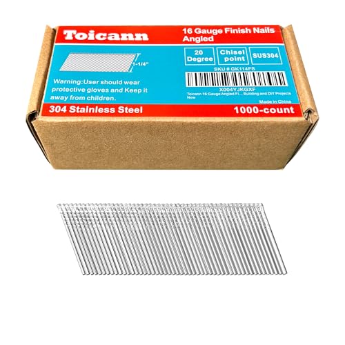 16 Gauge 20-Degree Angled Finish Nails 1-1/4 Inch, 1000-Pack - size: 1-1/4"~1000pcs