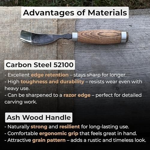 Sharky Hand-Forged Long Bent Curved Gouge for Spoon Carving - size: 1 inch (25 mm)