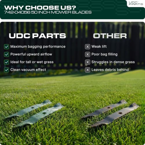 UDC Parts 742-04056 Mower Blades Replacement for Cub Cadet 50 Inch, 3 Pack - size: 17-3⁄4 - 6 point star
