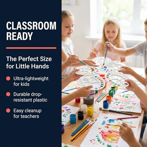 Performore 4 Pack White Plastic Paint Palettes with Thumb Hole, Oval - style: 4 Packs