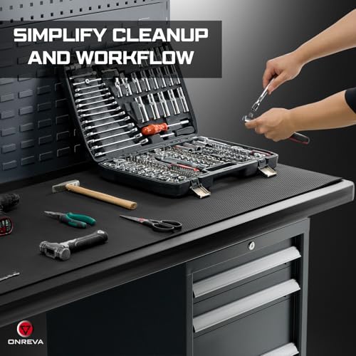 ONREVA Workbench Mat 22X60 Inches, 5mm Thick EVA Rubber Work Mat, Protect Your Work Bench Top, Heavy Duty Non-Slip Pad for Tool Box Top, Table, Tool Station Cover Liner Matt 60"X22"