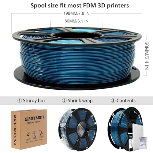 GIANTARM PETG Filament 1.75mm for 3D Printer, 1KG, Metallic Blue - color: Metal Blue