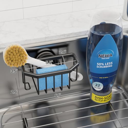TAILI Sponge Holder for Kitchen Sink with Strong Suction Cup-Black - color: Black, size: 6.1" x 3.5"
