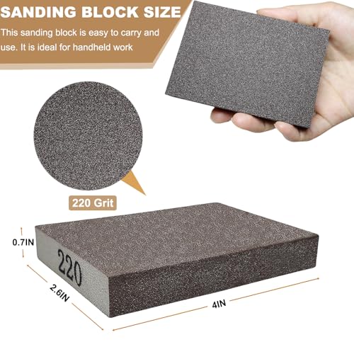 Tonmp 6 Pack 220 Grit Superfine Sanding Sponge, Washable and Reusable Great for Pot Pan Brush Sponge Brush Glasses Wood Metal Sanding (220 Grit-6 Pack) - style: 220 Grit