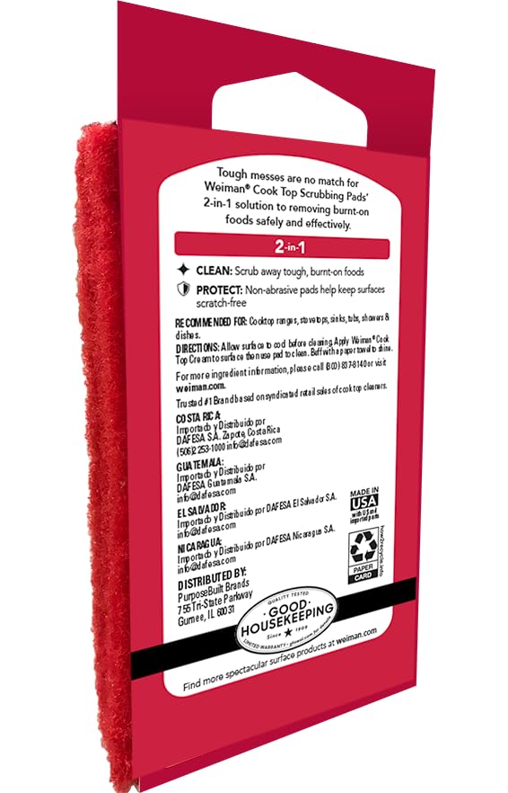 Weiman 6 Count Cooktop Scrubbing Pads, Removes Burnt-on Food, Scratch Free - size: (Pack of 2)