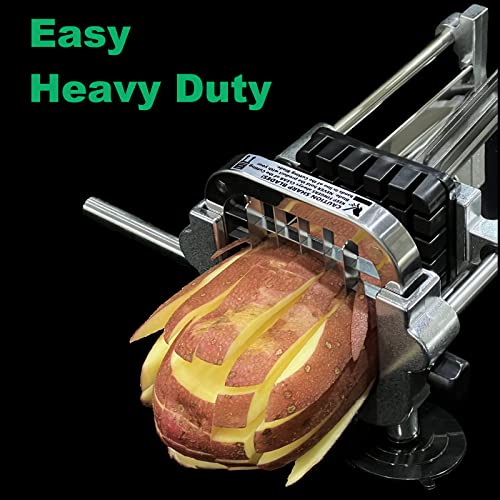 French Fry Cutter with Apple Slicer, Heavy Duty Stainless Steel Potato Cutter for Fries, Sweet Potato, Carrot, Cucumber, Lemon, Pear. 1/2” & 3/8” & 1/4” Cutter + 12-Grid Fruit Slicer. - size: 3 + 1 Slicer Cutter