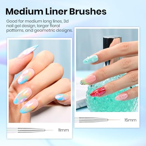 Beetles Nail Art Pens Brushes, 5pcs Nail Art Liner Brushes Set Painting - color: A-Clear-5