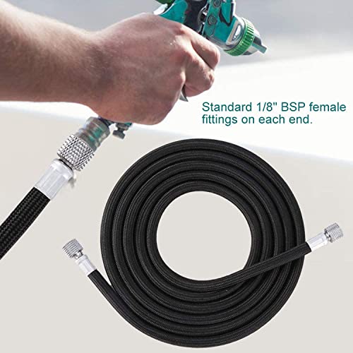 6ft Braided Airbrush Hose Kit, 1/8" 1/4" Adapters & Quick Release