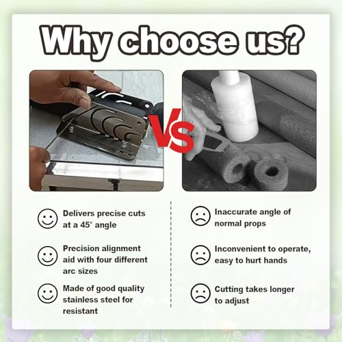 1 Pack Precision 45 Rubber Insulation Pipe Cutter, Rubber Insulated Pipe 45 Cutter, Professional Foam Pipe Cutter Tool, Foam Pipe Cutter Tool Insulation Cutting Fixture, Foam Pipe Cutter Tool 4 in 1