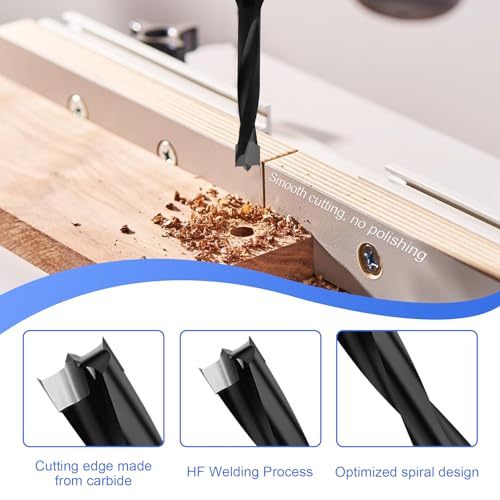 Carbide Tipped Brad Point Boring Bit 8mm Dia x 57.5mm Long - 10mm Shank, Right Hand Rotation for CNC Dowel Drilling - size: 8mm Dia x 57.5mm Long x 10mm Shank R
