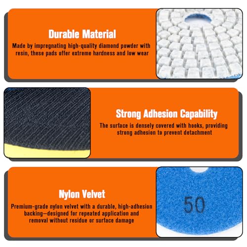 GDDGHS 19pcs Diamond Sanding Pads 50-8000 Grit, Upgraded 4 Inch Diamond Polishing Pads Kit for Marble Stone Granite Concrete Tile, Granite Polishing Pads for Wet/Dry Use - size: 19 PCS Diamond Polishing Pads