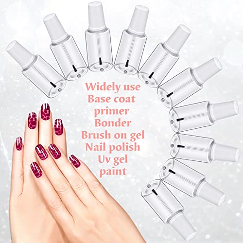 Irenare 10 Pcs Refillable Empty Nail Polish Bottles with Brush Mixing Marble Conservation Insert and Brush Top Plastic Nail Polish Container, Clear (20 ml) - size: 20 ml