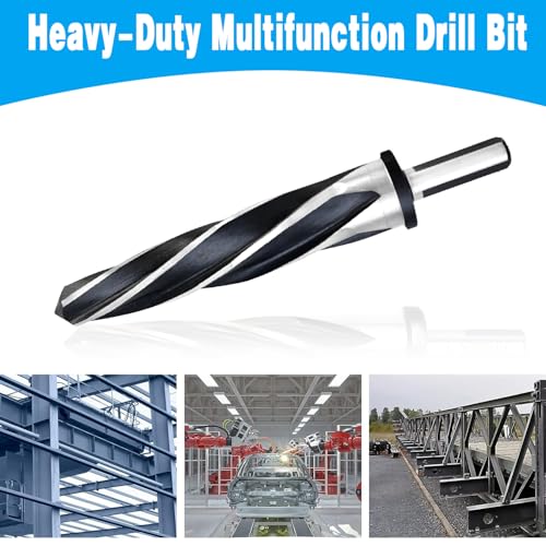DKIBBITH 1-1/16" Bridge Construction Reamer Drill Bit, M2 HSS Taper Chucking Reamer for Steel Alloy Metal Wood Plastic, 1/2" Non-Slip Shank, 5-Spiral Flutes Car Reamer, to Align or Enlarge Holes, 27mm - size: 1-1/16"