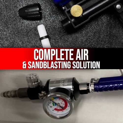 LE LEMATEC Air Compressor & Sandblaster Accessory Kit | Regulator, Swivel Connector & AS118 Ceramic Tip Kit