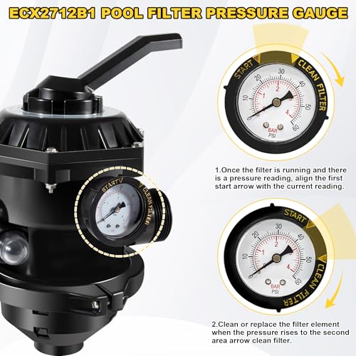 ECX2712B1 190059 Pressure Gauge Fits Pen-tair Pool/Spa Valve and Filter - size: 190059 ECX2712B1