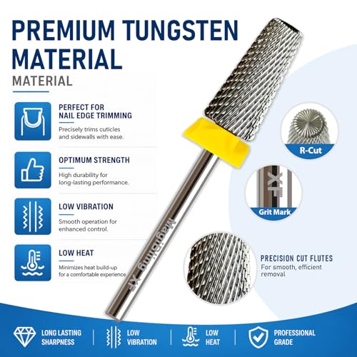 XF 5-in-1 Large Barrel Nail Drill Bit, 3/32”, Two-way Rotation - color: Original silver, size: Extra Fine