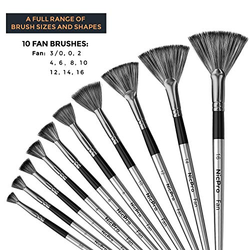 Nicpro 10 PCS Fan Paint Brush Set, Paint Brushes for Acrylic Painting - size: 10PCS - Fan