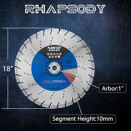 RHAPSODY 18Inch Laser Welded Diamond Saw Blade,Segmented All Purpose Blade - size: 18 Inch