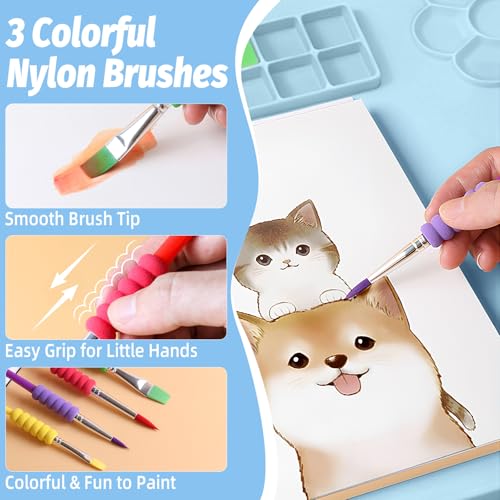Silicone Painting Mat, 23.6x15.8in Art Craft Mat with Brushes - color: Blue