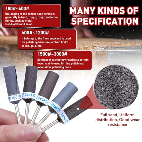 20PCS Sanding Sticks,1/8" Shank Sanding Drum for Dremel Rotary Tool - style: 600 800 1000 1200 Grit