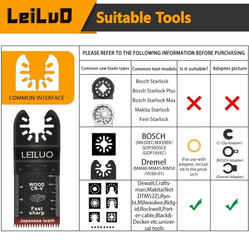 LEILUO 15Pcs Oscillating Tool Blades Wood, Multitool Blades Japanese Teeth