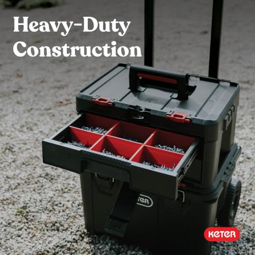 Keter Stack N Rolling Tool Box Modular Storage System 4 Piece - color: Black/Red, size: 4PC System
