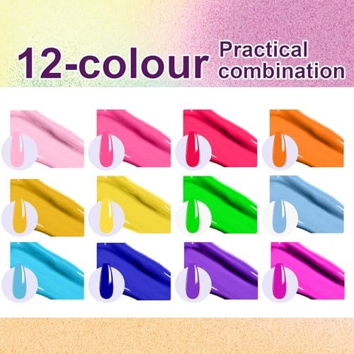 12 Colors Pat Painting Nail Gel, Hema＆TPO Free - color: Mojito Sunrise Canvas