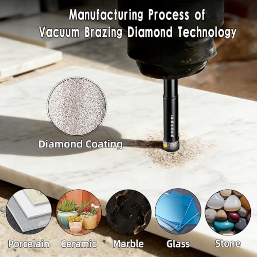 5 Packs Dry Diamond Drill Bits Set 1/4" 6mm Vacuum Brazed Diamond Hole Saws for Granite Tile Ceramic Marble Stone Glass and More Hard Materials (not for Wood), Round Shank with Storage Case. - size: 1/4"X5