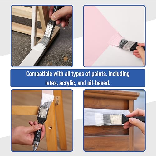 Bates- Paint Brushes, 5 Pack, Flat and Angle Paint Brushes for Walls and Trim, Synthetic Bristles