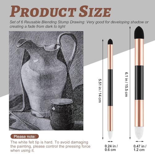 Kosiz Blending Sponge Pen Dual Tip Oil Pastels Blender, Gold, 6 Pcs - color: Gold