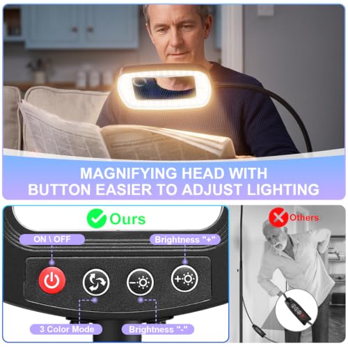 Extra Large 30X 10X Floor Magnifying Glass with Light and Stand