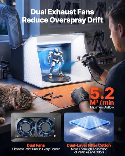 VEVOR Airbrush Spray Booth Portable Hobby Airbrush Paint Spray Booth Kit - color: Blue