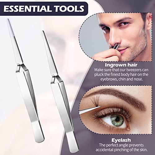 Minatee 3 Pieces Reverse Tweezers Self Locking Stainless Steel for Crafts
