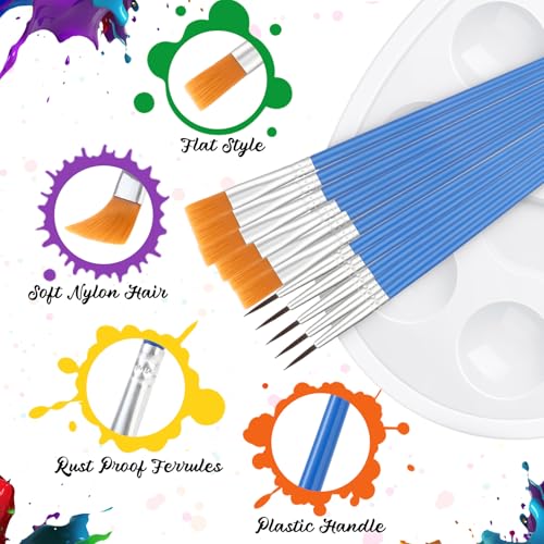 150 Pcs Painting Brushes Palettes Set Paint Party Favors, Blue - color: Blue