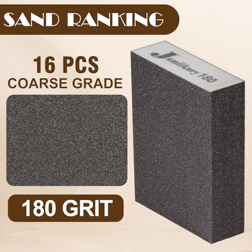 180 Grit Sanding Block, Jamiikury Fine Sanding Sponge, 16pcs - size: 180 Grit