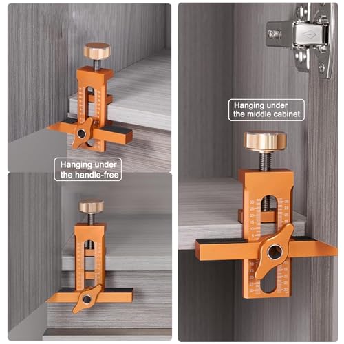 Cabinet Door Installation Jig, 2-in-1 Mounting Tool, Orange - color: Orange