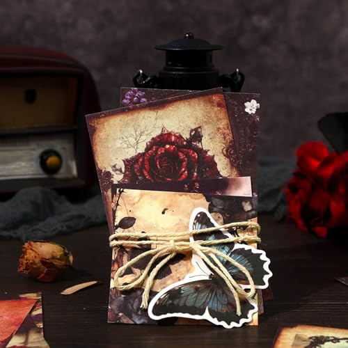 120 Pcs Halloween Gothic Dark Academia Scrapbooking Stickers & Paper Kit - color: Dark Art