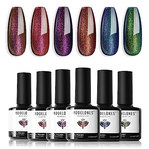 modelones Chameleon Gel Nail Polish Set - 6 Colors Aurora Gel Polish Kit - color: A A2-Aurora Chameleon